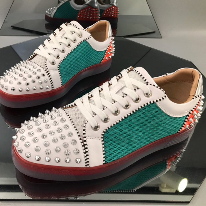 Christian Louboutin Mens Shoes Luxury Brand Red Bottom Design Louis Junior Spikes Flat with Original Box CL sneakers