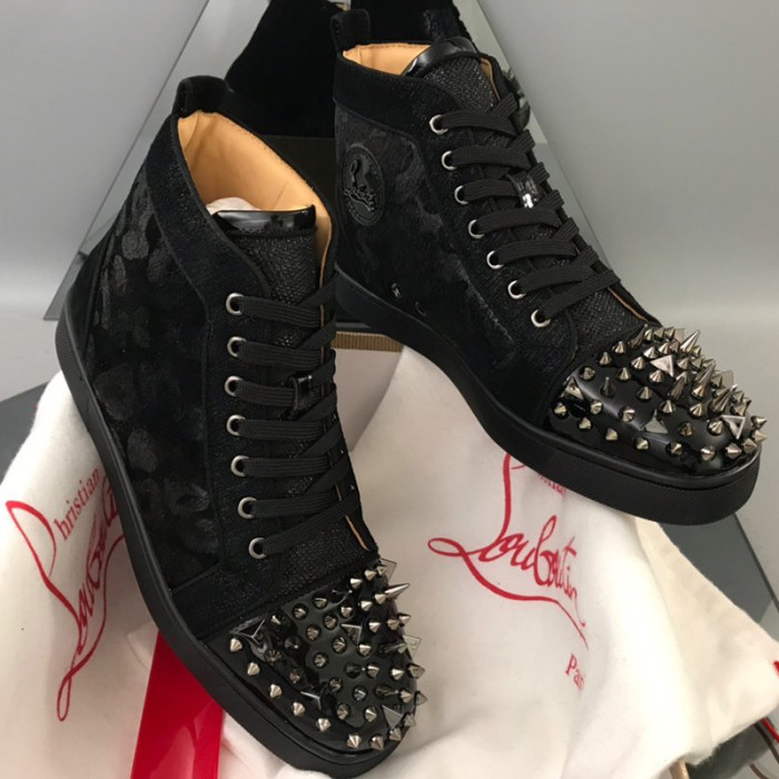 Christian Louboutin Mens Shoes Luxury Brand Red Bottom Design Louis Junior Spikes Flat with Original Box CL sneakers