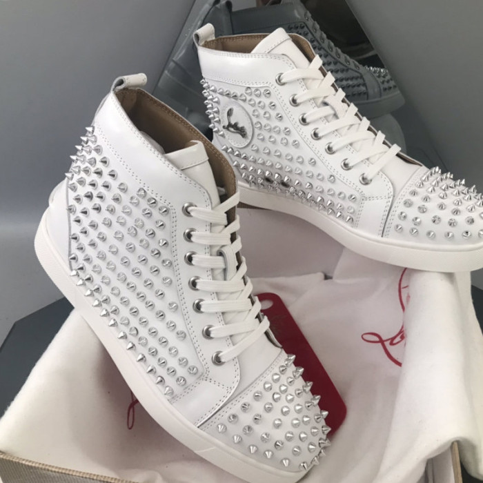 Christian Louboutin Mens Shoes Luxury Brand Red Bottom Design Louis Junior Spikes Flat with Original Box CL sneakers