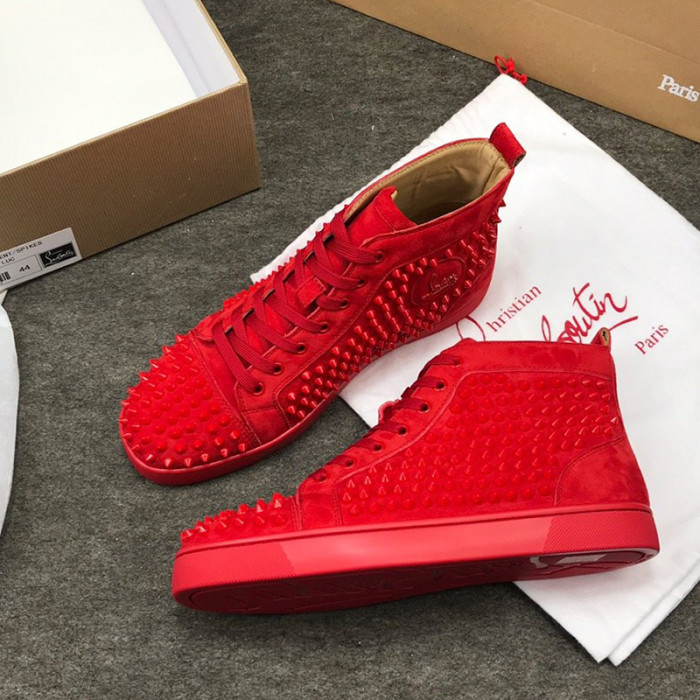 Christian Louboutin Mens Shoes Luxury Brand Red Bottom Design Louis Junior Spikes Flat with Original Box CL sneakers