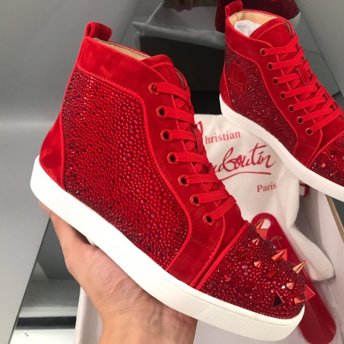Christian Louboutin Mens Shoes Luxury Brand Red Bottom Design Louis Junior Spikes Flat with Original Box CL sneakers