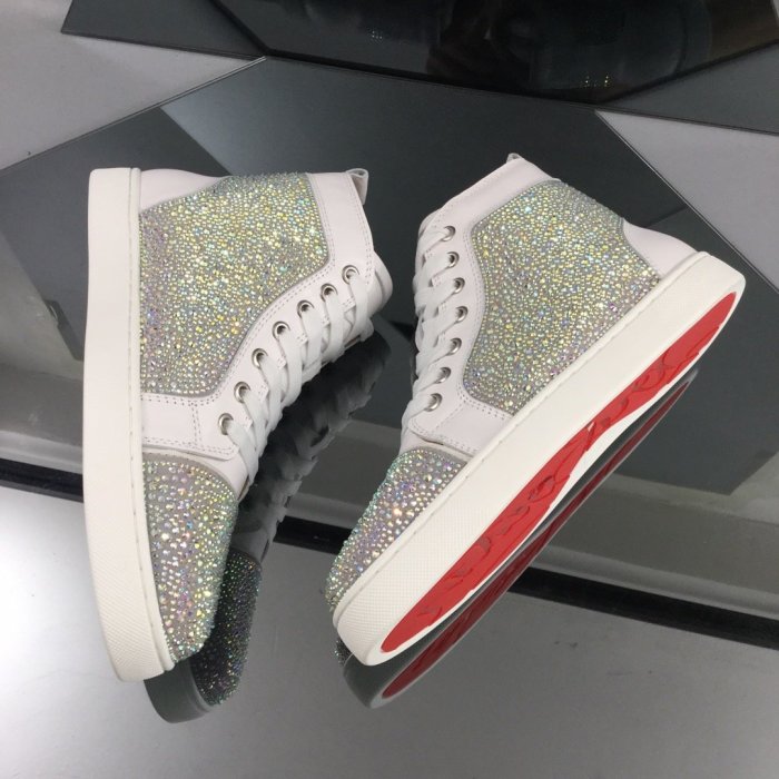 Christian Louboutin Mens Shoes Luxury Brand Red Bottom Design Louis Junior Spikes Flat with Original Box CL sneakers