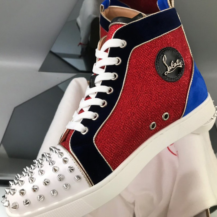 Christian Louboutin Mens Shoes Luxury Brand Red Bottom Design Louis Junior Spikes Flat with Original Box CL sneakers