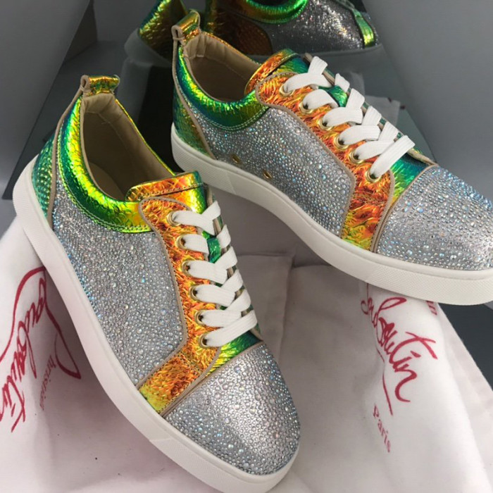 Christian Louboutin Mens Shoes Luxury Brand Red Bottom Design Louis Junior Spikes Flat with Original Box CL sneakers