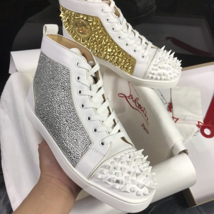 Christian Louboutin Mens Shoes Luxury Brand Red Bottom Design Louis Junior Spikes Flat with Original Box CL sneakers