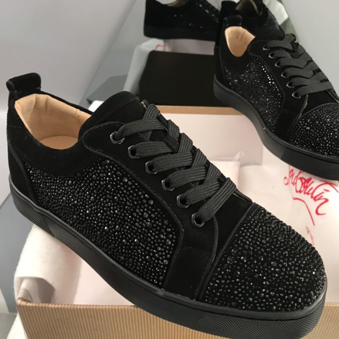 Christian Louboutin Mens Shoes Luxury Brand Red Bottom Design Louis Junior Spikes Flat with Original Box CL sneakers