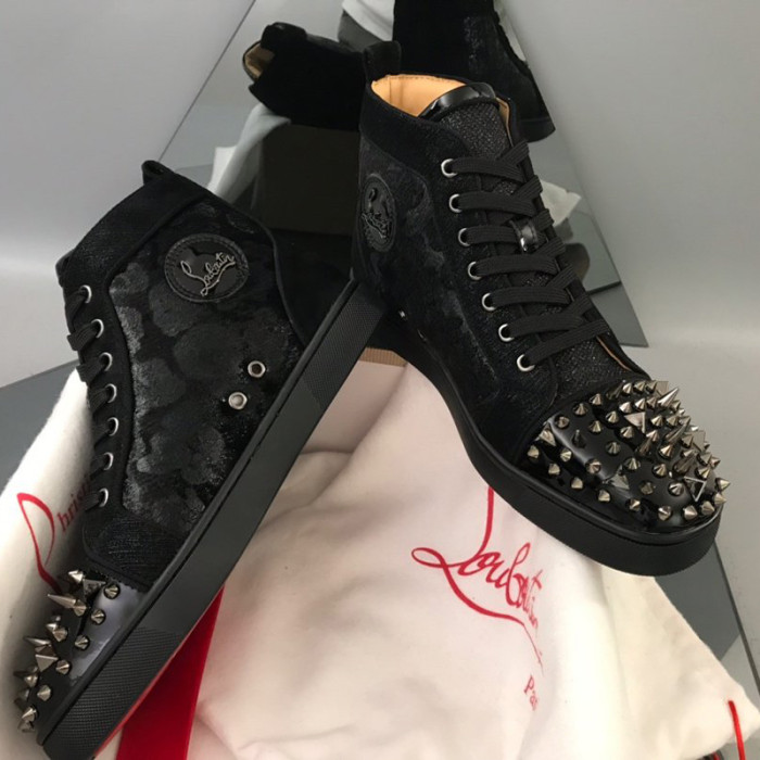Christian Louboutin Mens Shoes Luxury Brand Red Bottom Design Louis Junior Spikes Flat with Original Box CL sneakers