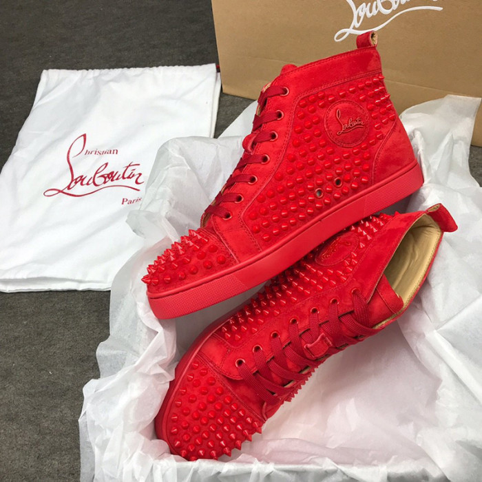 Christian Louboutin Mens Shoes Luxury Brand Red Bottom Design Louis Junior Spikes Flat with Original Box CL sneakers