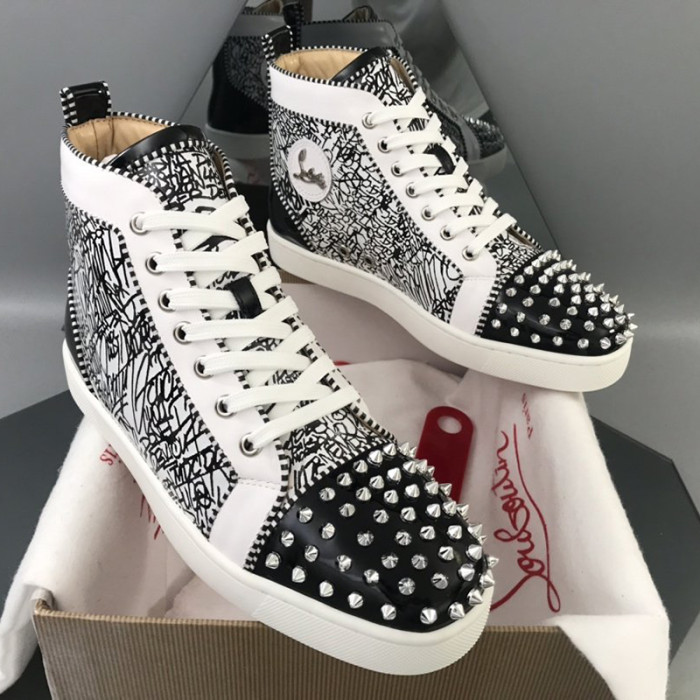 Christian Louboutin Mens Shoes Luxury Brand Red Bottom Design Louis Junior Spikes Flat with Original Box CL sneakers