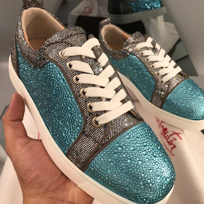Christian Louboutin Mens Shoes Luxury Brand Red Bottom Design Louis Junior Spikes Flat with Original Box CL sneakers