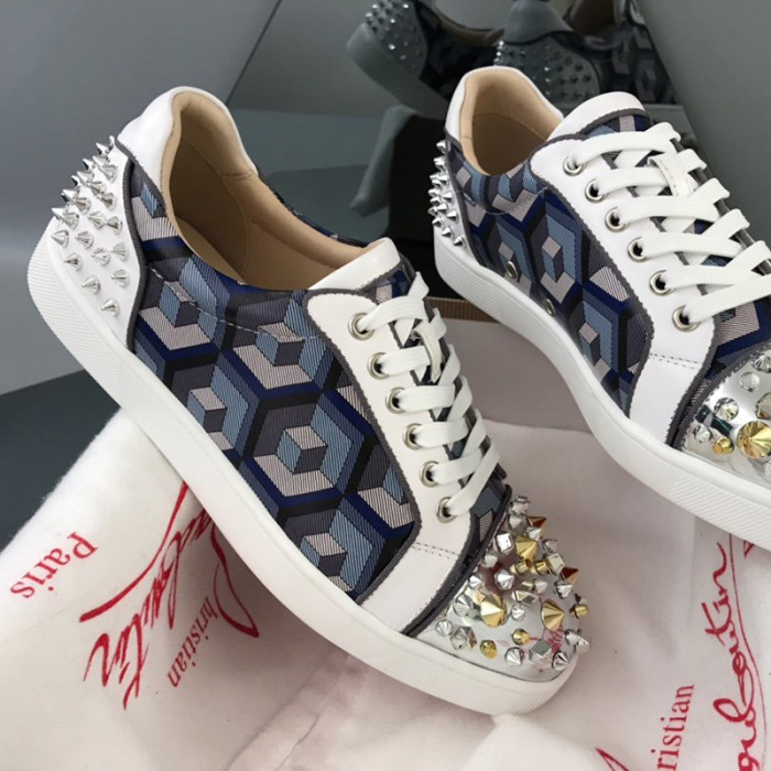 Christian Louboutin Mens Shoes Luxury Brand Red Bottom Design Louis Junior Spikes Flat with Original Box CL sneakers