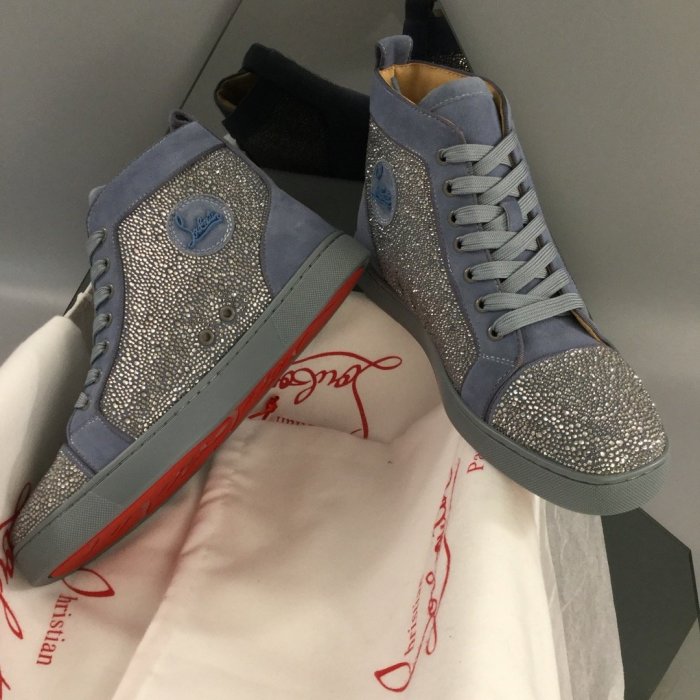 Christian Louboutin Mens Shoes Luxury Brand Red Bottom Design Louis Junior Spikes Flat with Original Box CL sneakers