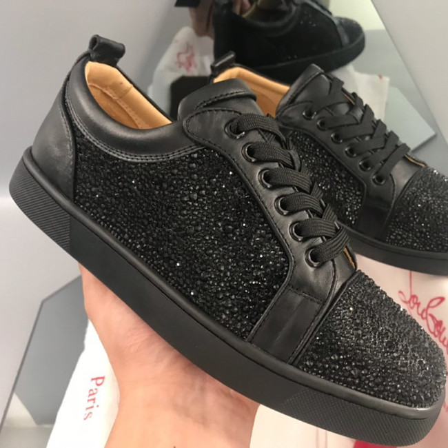 Christian Louboutin Mens Shoes Luxury Brand Red Bottom Design Louis Junior Spikes Flat with Original Box CL sneakers