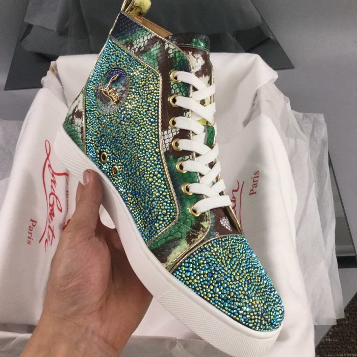Christian Louboutin Mens Shoes Luxury Brand Red Bottom Design Louis Junior Spikes Flat with Original Box CL sneakers