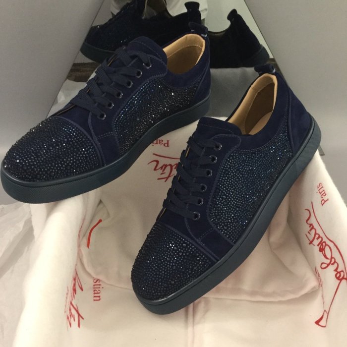 Christian Louboutin Mens Shoes Luxury Brand Red Bottom Design Louis Junior Spikes Flat with Original Box CL sneakers