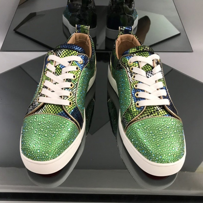 Christian Louboutin Mens Shoes Luxury Brand Red Bottom Design Louis Junior Spikes Flat with Original Box CL sneakers