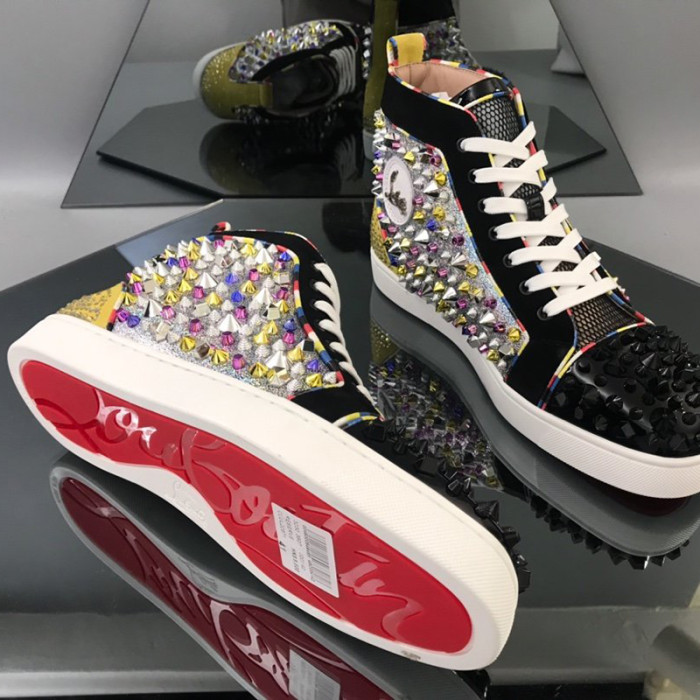 Christian Louboutin Mens Shoes Luxury Brand Red Bottom Design Louis Junior Spikes Flat with Original Box CL sneakers