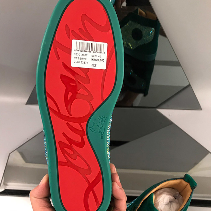 Christian Louboutin Mens Shoes Luxury Brand Red Bottom Design Louis Junior Spikes Flat with Original Box CL sneakers