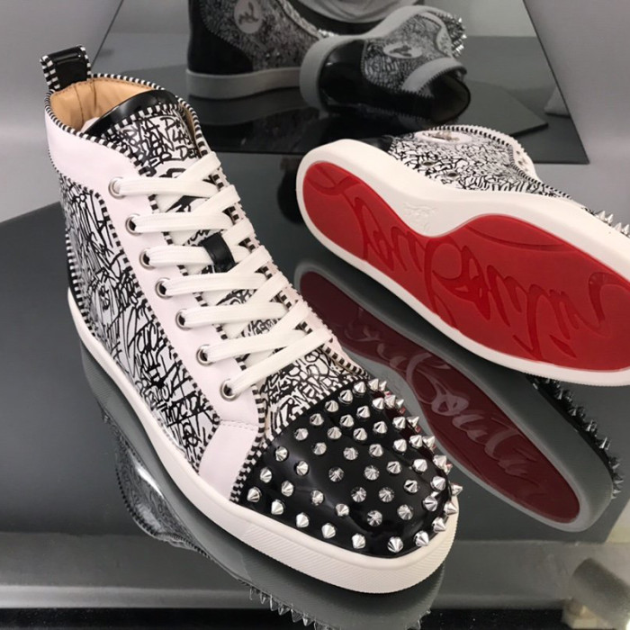 Christian Louboutin Mens Shoes Luxury Brand Red Bottom Design Louis Junior Spikes Flat with Original Box CL sneakers