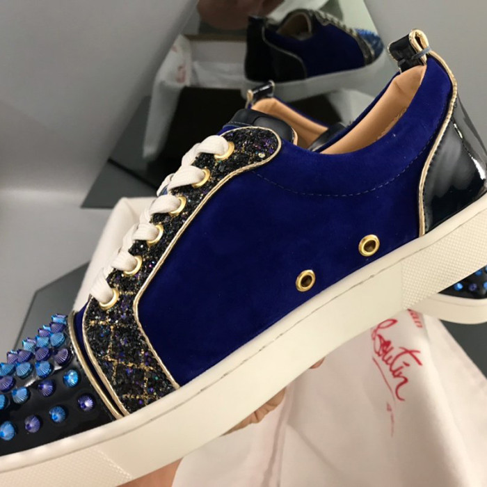 Christian Louboutin Mens Shoes Luxury Brand Red Bottom Design Louis Junior Spikes Flat with Original Box CL sneakers