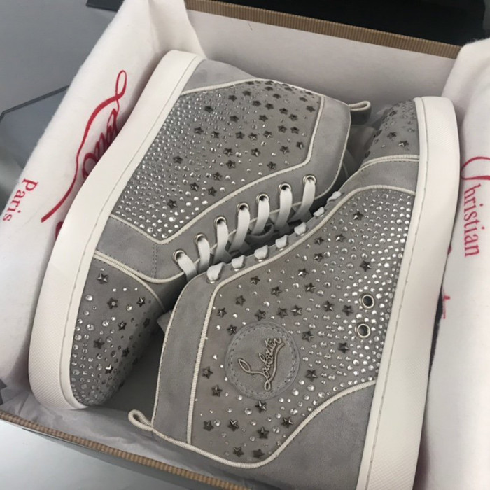 Christian Louboutin Mens Shoes Luxury Brand Red Bottom Design Louis Junior Spikes Flat with Original Box CL sneakers