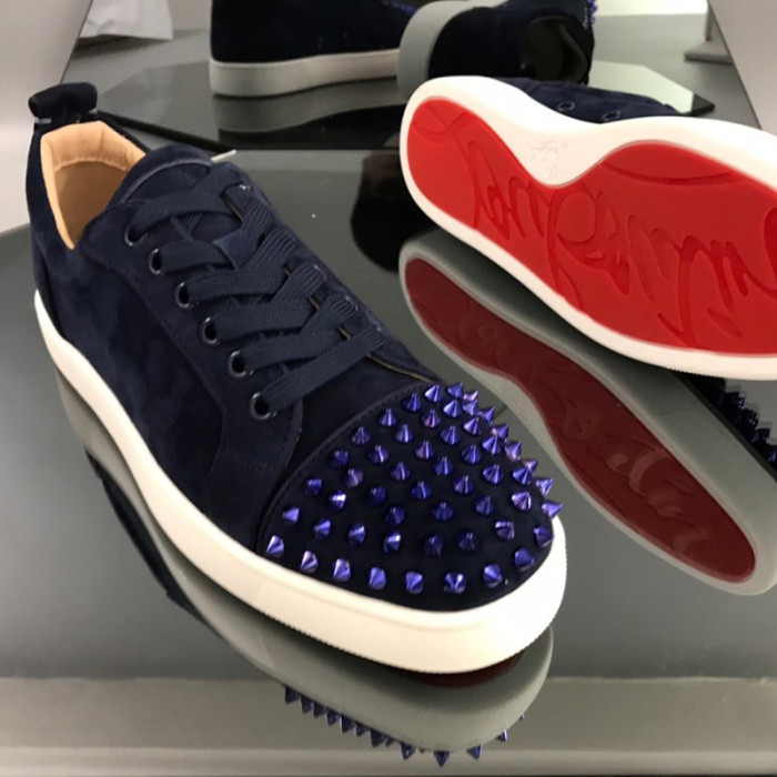 Christian Louboutin Mens Shoes Luxury Brand Red Bottom Design Louis Junior Spikes Flat with Original Box CL sneakers