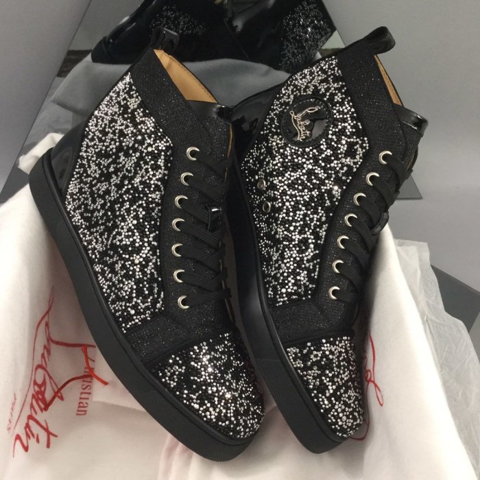 Christian Louboutin Mens Shoes Luxury Brand Red Bottom Design Louis Junior Spikes Flat with Original Box CL sneakers