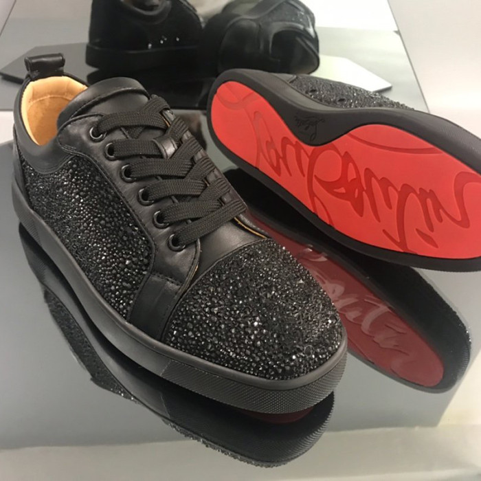 Christian Louboutin Mens Shoes Luxury Brand Red Bottom Design Louis Junior Spikes Flat with Original Box CL sneakers