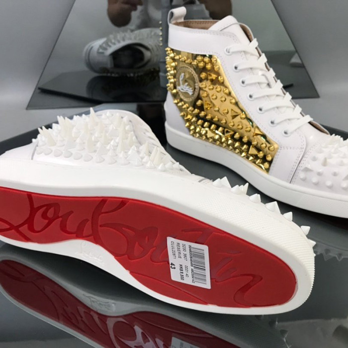 Christian Louboutin Mens Shoes Luxury Brand Red Bottom Design Louis Junior Spikes Flat with Original Box CL sneakers