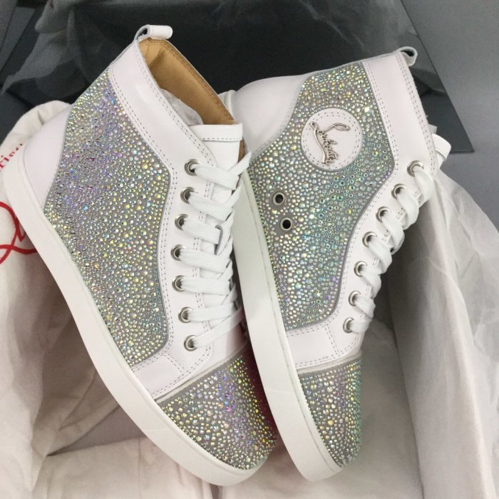 Christian Louboutin Mens Shoes Luxury Brand Red Bottom Design Louis Junior Spikes Flat with Original Box CL sneakers