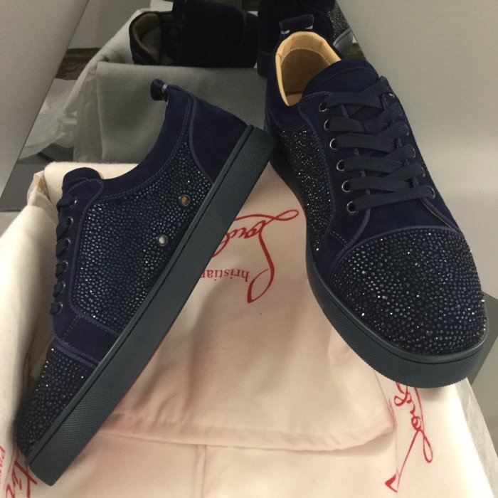 Christian Louboutin Mens Shoes Luxury Brand Red Bottom Design Louis Junior Spikes Flat with Original Box CL sneakers