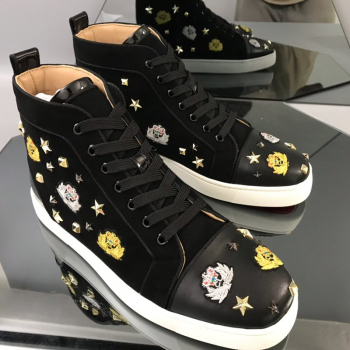 Christian Louboutin Mens Shoes Luxury Brand Red Bottom Design Louis Junior Spikes Flat with Original Box CL sneakers