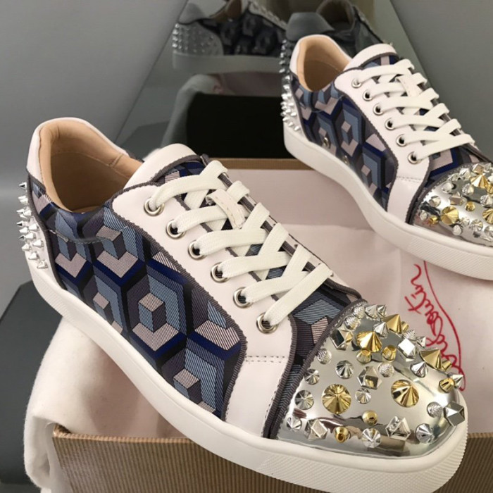 Christian Louboutin Mens Shoes Luxury Brand Red Bottom Design Louis Junior Spikes Flat with Original Box CL sneakers