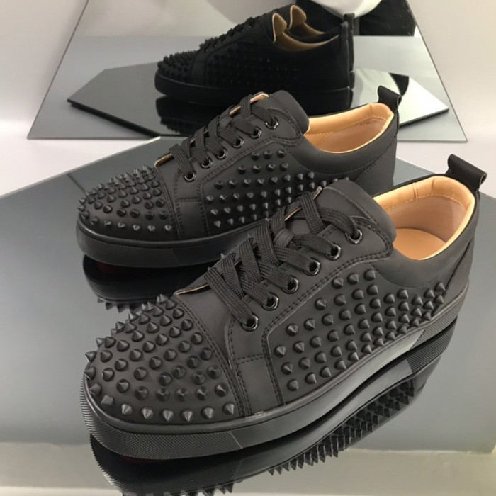 Christian Louboutin Mens Shoes Luxury Brand Red Bottom Design Louis Junior Spikes Flat with Original Box CL sneakers