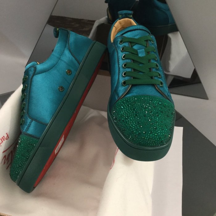 Christian Louboutin Mens Shoes Luxury Brand Red Bottom Design Louis Junior Spikes Flat with Original Box CL sneakers