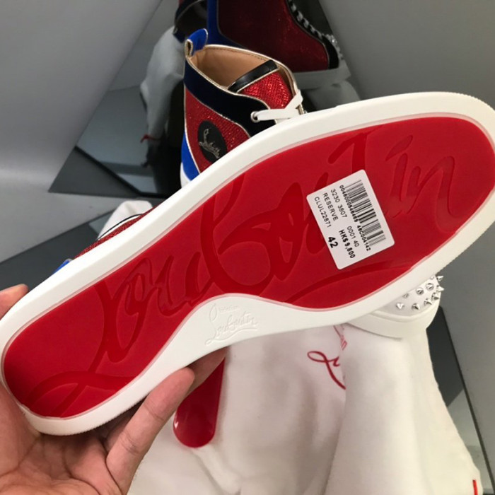 Christian Louboutin Mens Shoes Luxury Brand Red Bottom Design Louis Junior Spikes Flat with Original Box CL sneakers