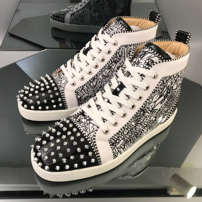 Christian Louboutin Mens Shoes Luxury Brand Red Bottom Design Louis Junior Spikes Flat with Original Box CL sneakers