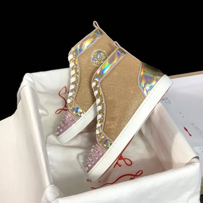 Christian Louboutin Mens Shoes Luxury Brand Red Bottom Design Louis Junior Spikes Flat with Original Box CL sneakers
