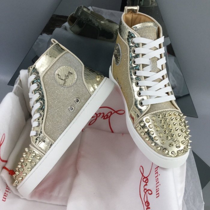 Christian Louboutin Mens Shoes Luxury Brand Red Bottom Design Louis Junior Spikes Flat with Original Box CL sneakers
