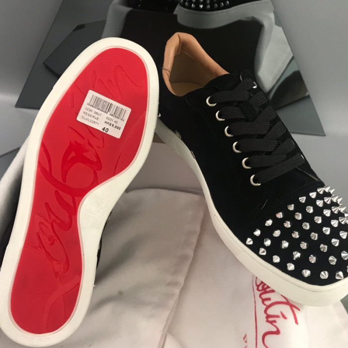 Christian Louboutin Mens Shoes Luxury Brand Red Bottom Design Louis Junior Spikes Flat with Original Box CL sneakers