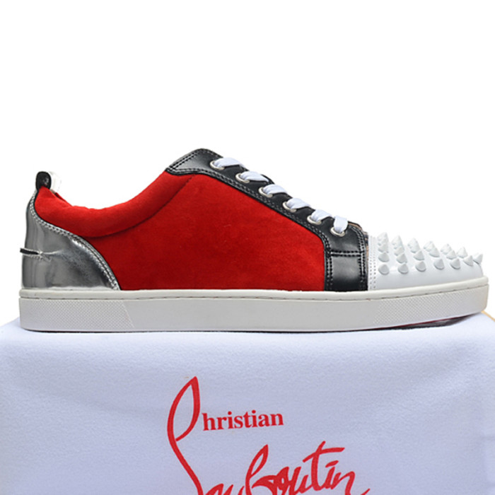 Christian Louboutin Mens Shoes Luxury Brand Red Bottom Design Louis Junior Spikes Flat with Original Box CL sneakers