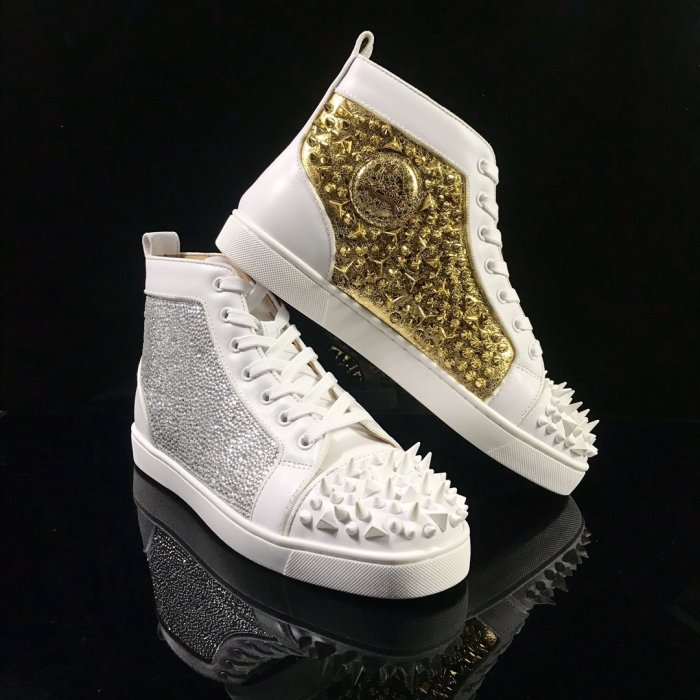 Christian Louboutin Mens Shoes Luxury Brand Red Bottom Design Louis Junior Spikes Flat with Original Box CL sneakers