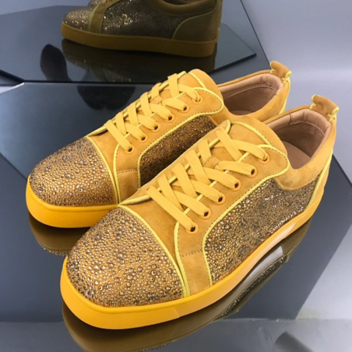 Christian Louboutin Mens Shoes Luxury Brand Red Bottom Design Louis Junior Spikes Flat with Original Box CL sneakers