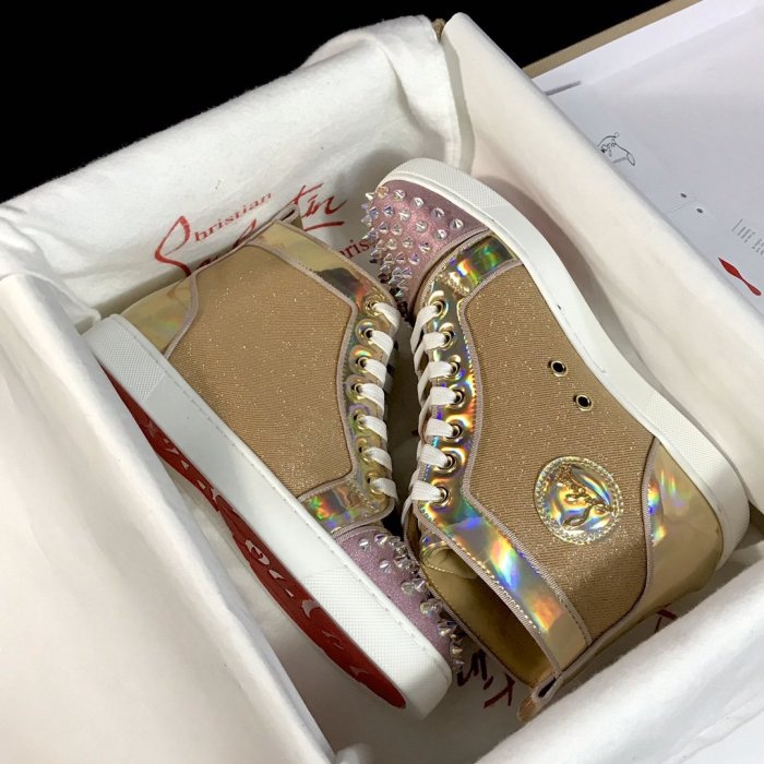 Christian Louboutin Mens Shoes Luxury Brand Red Bottom Design Louis Junior Spikes Flat with Original Box CL sneakers