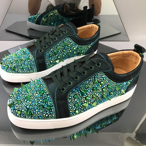 Christian Louboutin Mens Shoes Luxury Brand Red Bottom Design Louis Junior Spikes Flat with Original Box CL sneakers