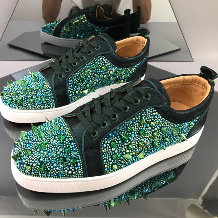 Christian Louboutin Mens Shoes Luxury Brand Red Bottom Design Louis Junior Spikes Flat with Original Box CL sneakers