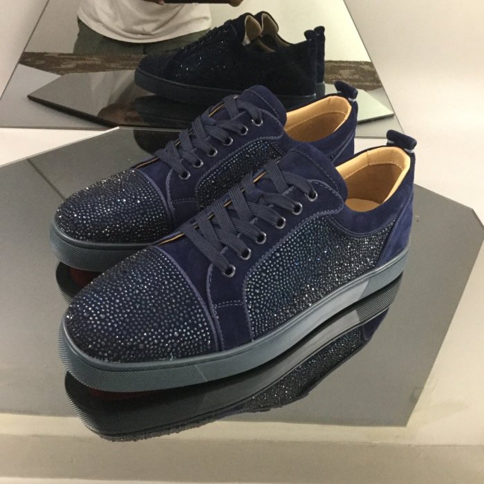 Christian Louboutin Mens Shoes Luxury Brand Red Bottom Design Louis Junior Spikes Flat with Original Box CL sneakers