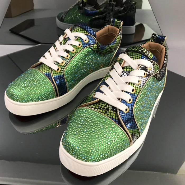 Christian Louboutin Mens Shoes Luxury Brand Red Bottom Design Louis Junior Spikes Flat with Original Box CL sneakers