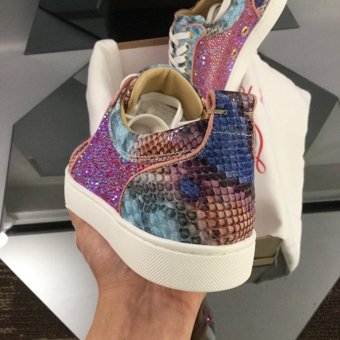 Christian Louboutin Mens Shoes Luxury Brand Red Bottom Design Louis Junior Spikes Flat with Original Box CL sneakers