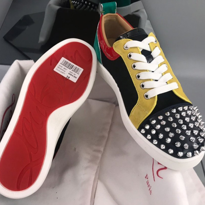 Christian Louboutin Mens Shoes Luxury Brand Red Bottom Design Louis Junior Spikes Flat with Original Box CL sneakers